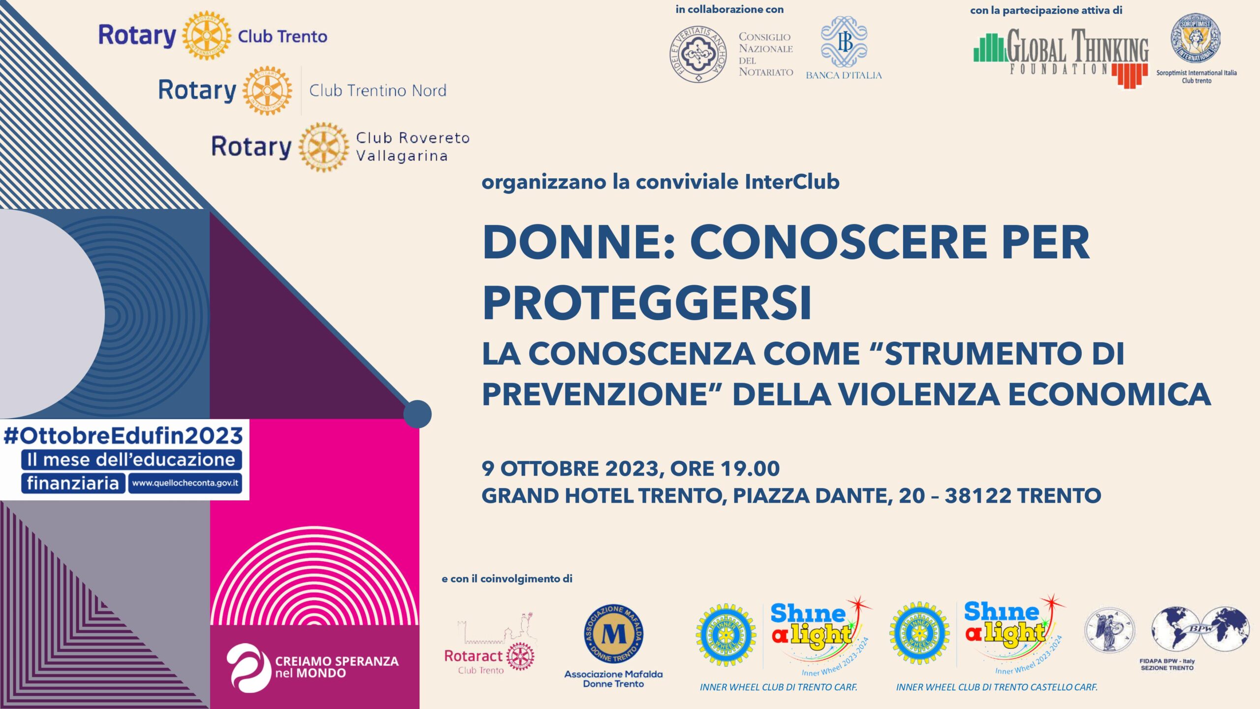 A Trento “Donne: conoscere per proteggersi. La conoscenza come strumento di prevenzione della violenza economica”